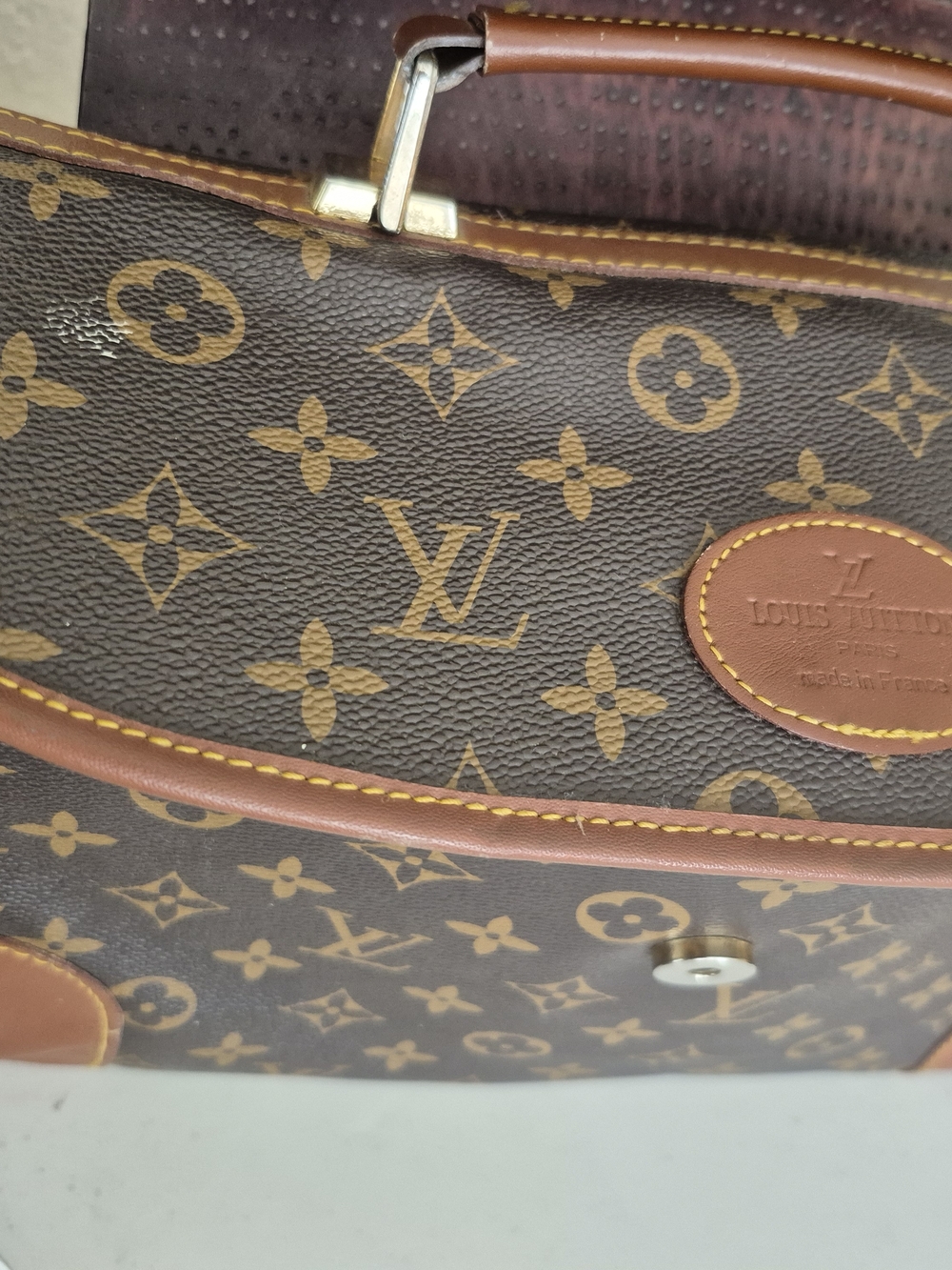 Very Vintage Louis Vuitton Brown Monogram Canvas Satchel Made In France - Picture 2 of 16